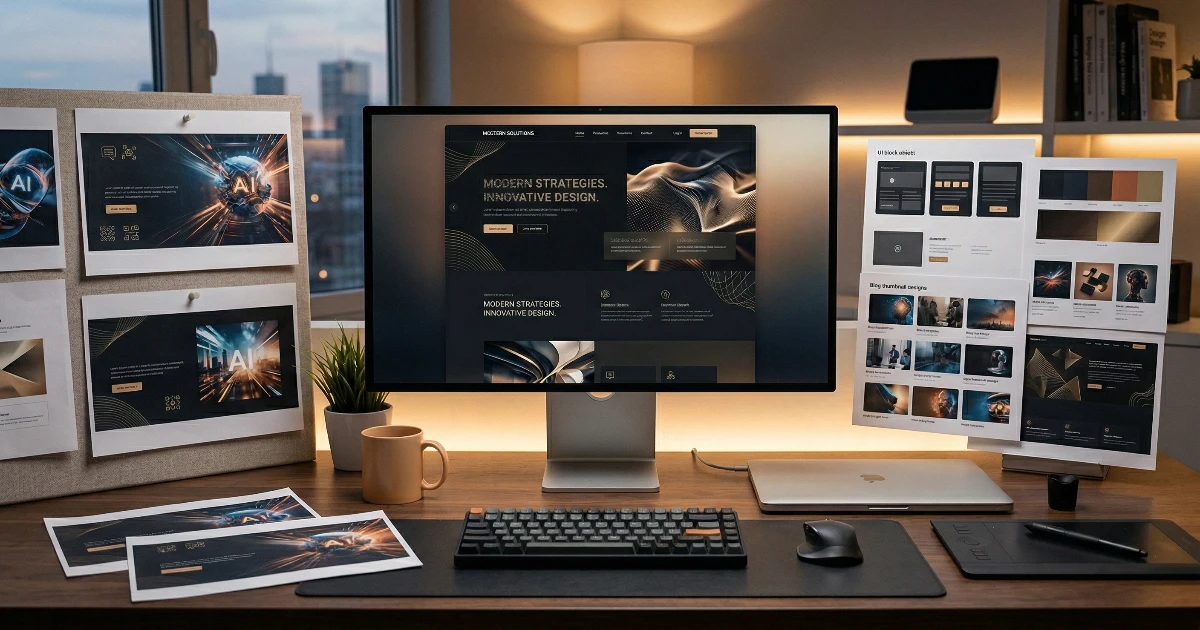 AI workflow за създаване на website assets и landing page визии