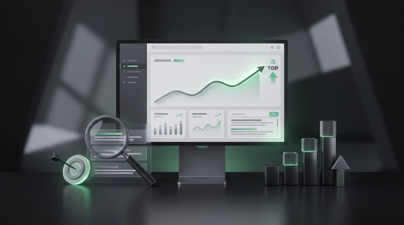 Илюстрация на SEO резултати, растеж на позициите и дългосрочна оптимизация на сайт